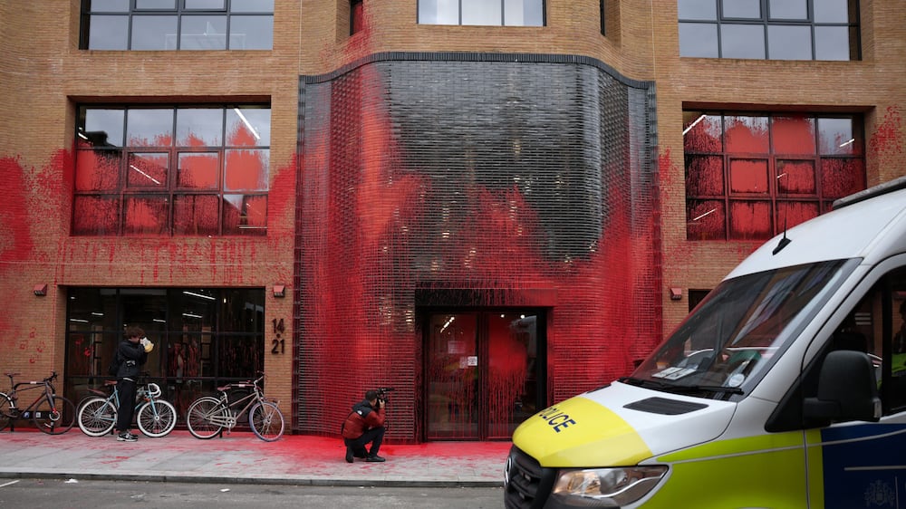 Labour headquarters in London painted red over Gaza