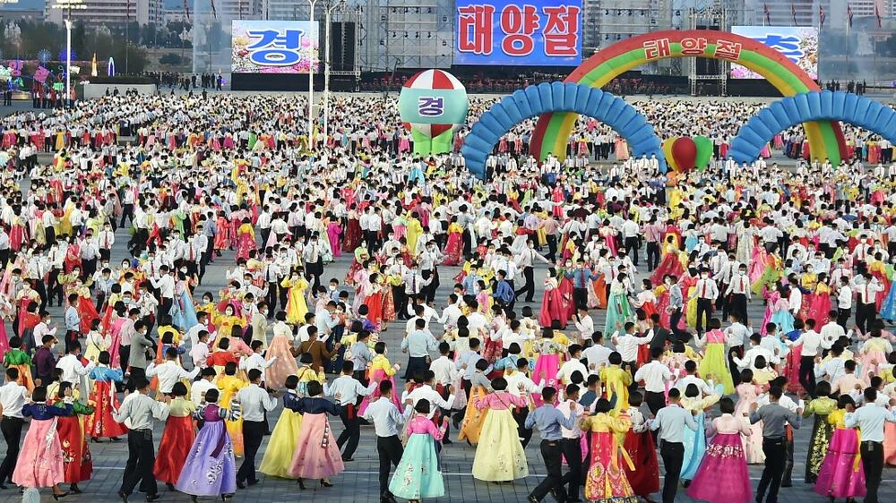 Mass dancing and fireworks in North Korea for Kim Il Sung anniversary