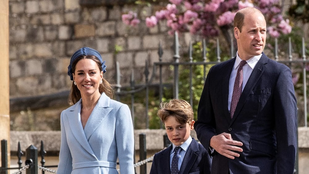 WINDSOR, ENGLAND - APRIL 17: Prince William, Duke of Cambridge, Catherine, Duchess of Cambridge attend the Easter Matins Service at St George's Chapel at Windsor Castle on April 17, 2022 in Windsor, England. (Photo by Jeff Gilbert-WPA Pool / Getty Images)