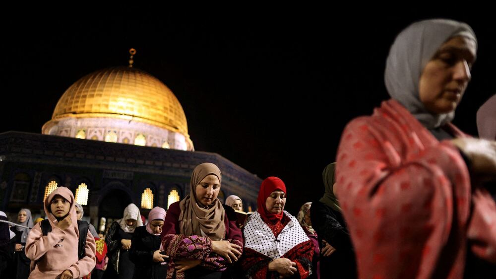 Muslims gather for Laylat Al Qadr at Al Aqsa mosque
