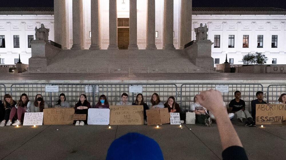 Protest at US Supreme Court after leaked abortion law plan
