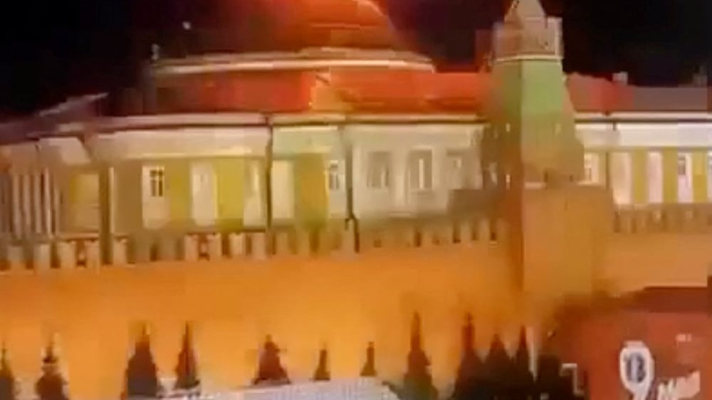 Video purports to show drone exploding over Kremlin in Moscow