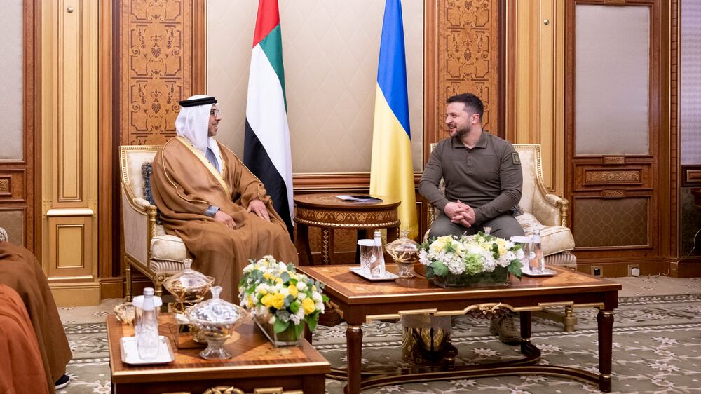 Sheikh Mansour bin Zayed meets Volodymyr Zelenskyy