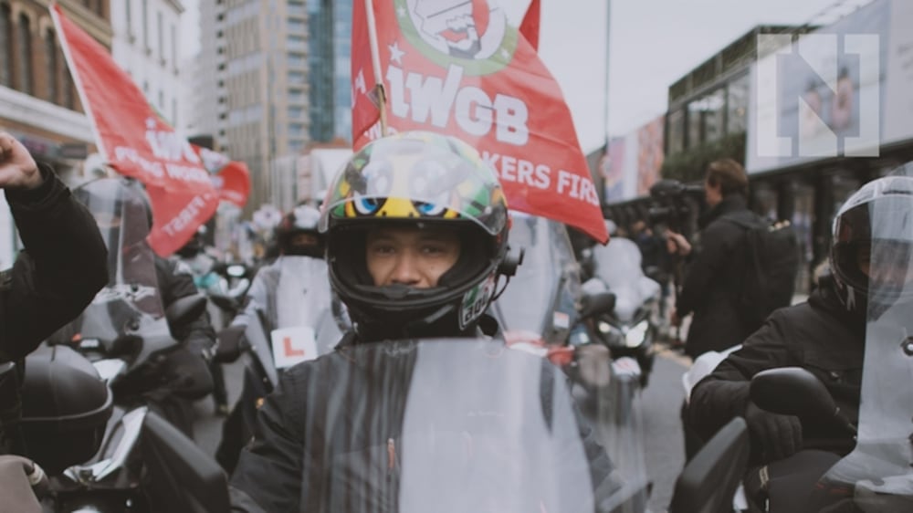 Hundreds of Deliveroo riders form convoy to protest in central London