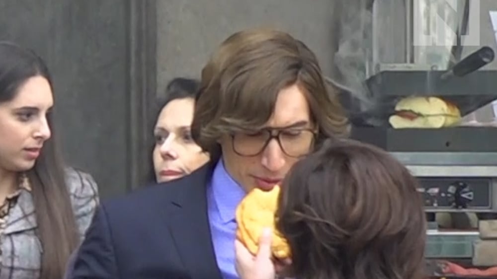 Adam Driver and Lady Gaga share a snack on set for House of Gucci