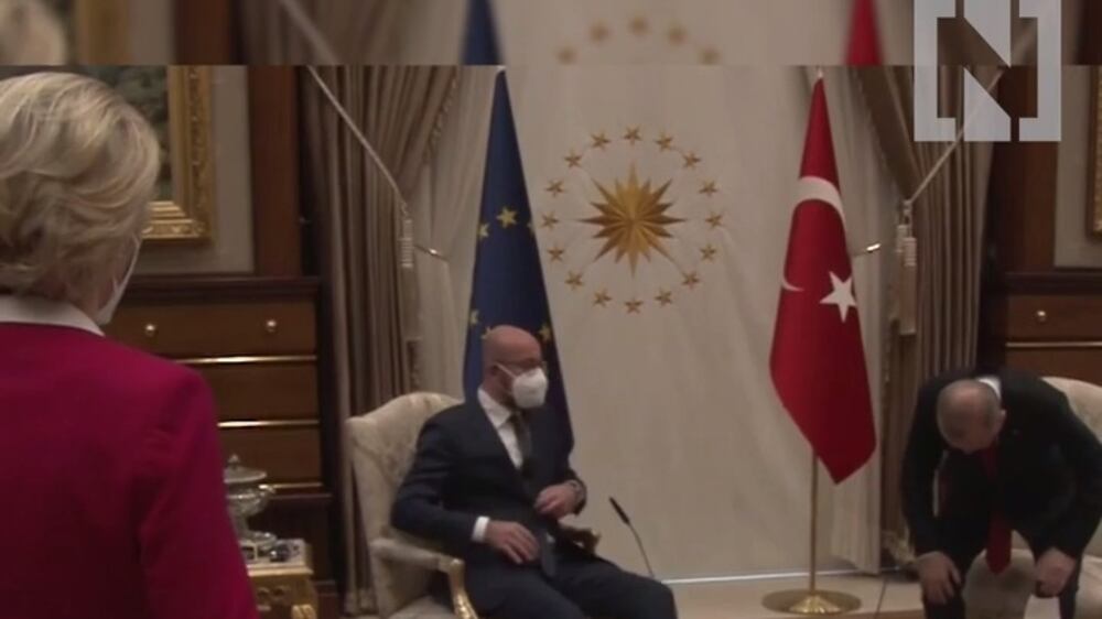 Watch moment Ursula Von Der Leyen snubbed at Erdogan meeting