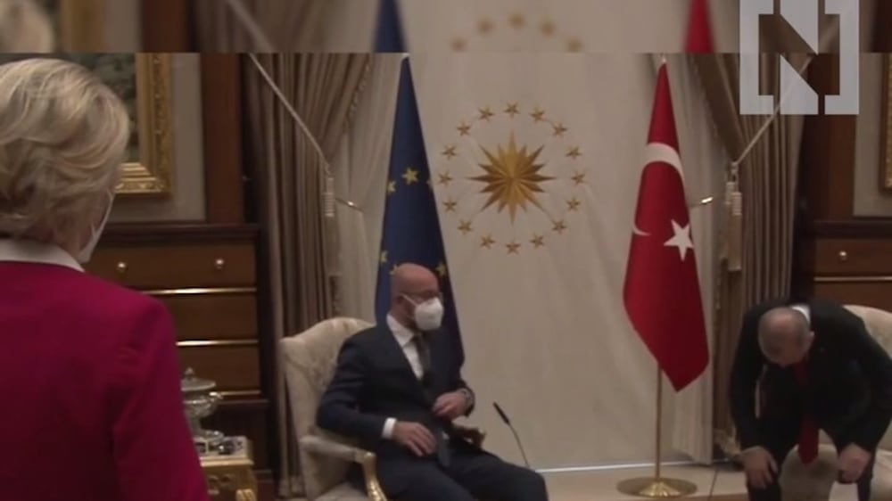 Watch moment Ursula Von Der Leyen snubbed at Erdogan meeting