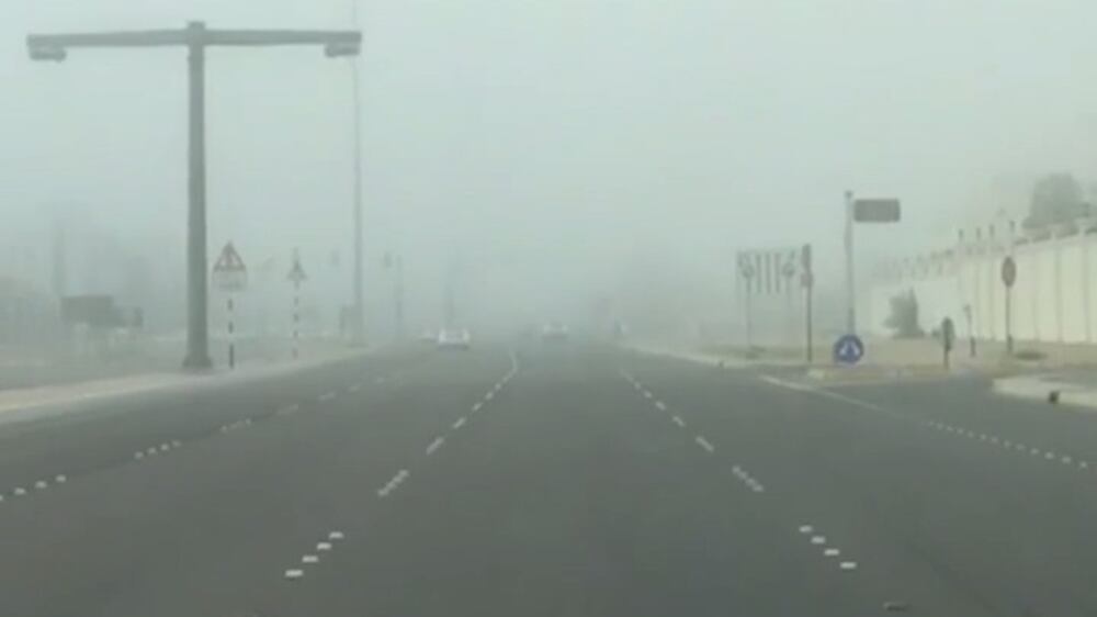 Abu Dhabi blanketed by fog on Sunday morning