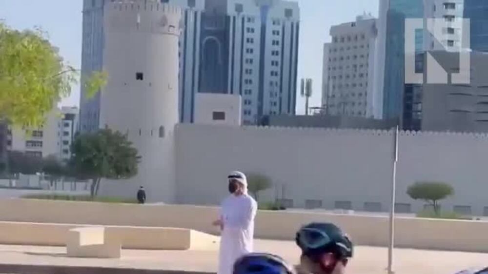Sheikh Khalid bin Mohammed greets UAE Tour cyclists in Abu Dhabi