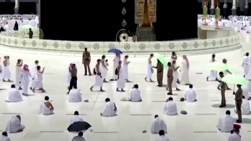 Worshippers hold socially distanced Ramadan prayers in Makkah