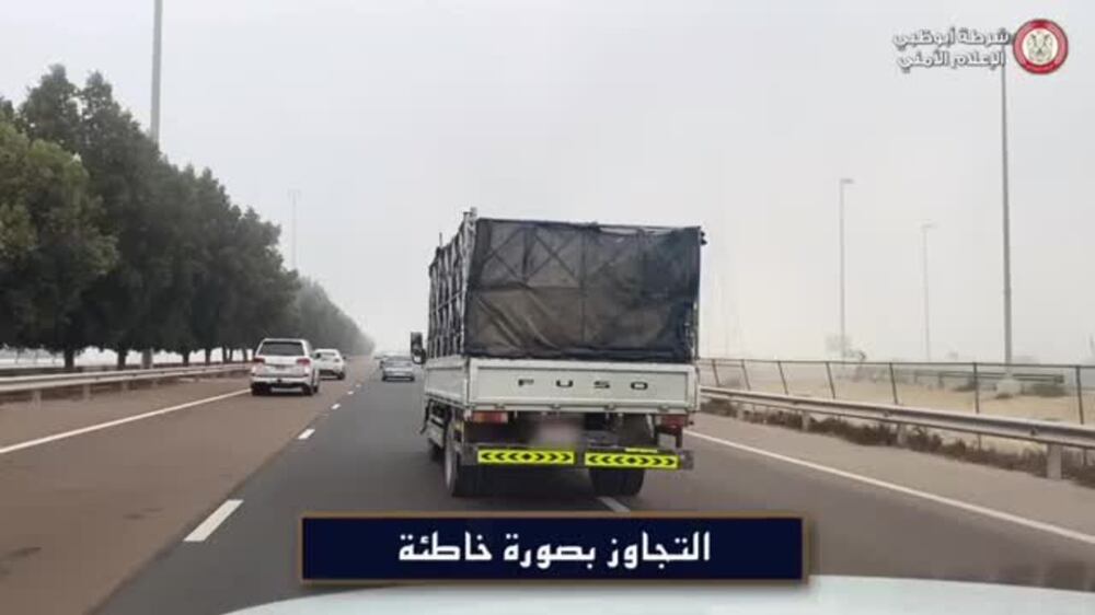 Abu Dhabi police fines truck driver after spotting violations on the road