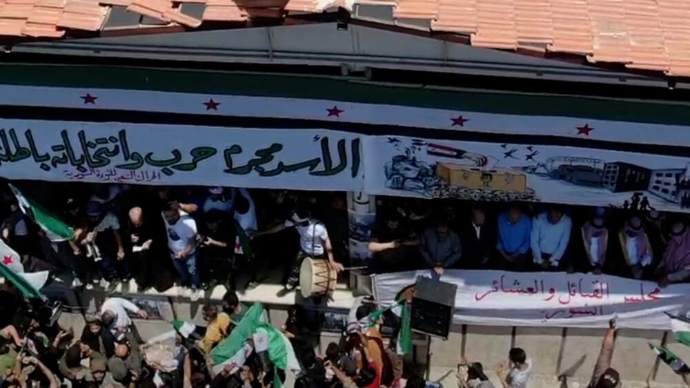 'War criminal, not presidential candidate': Idlib protests Syrian elections