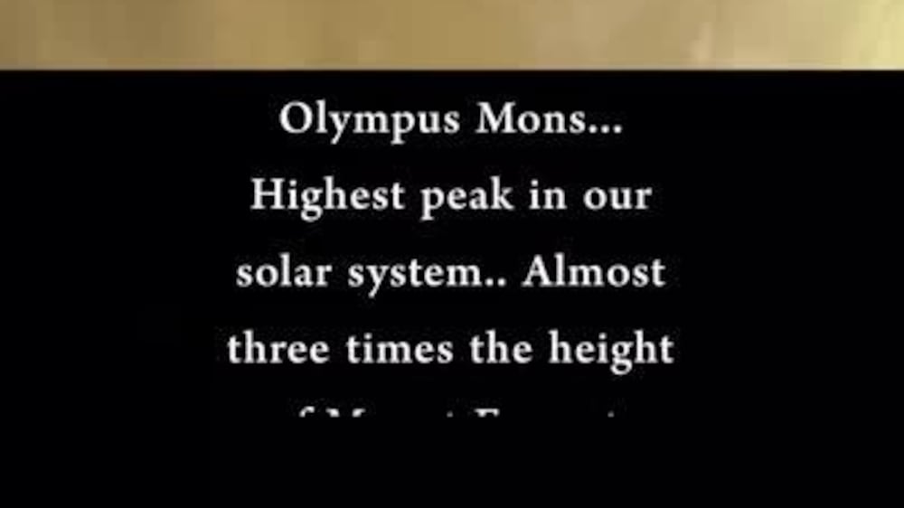 Olympus Mons Highest peak in the solar system