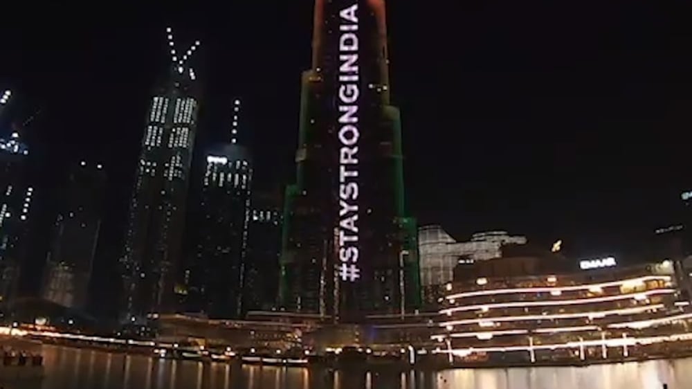 Burj Khalifa lights up in solidarity with India