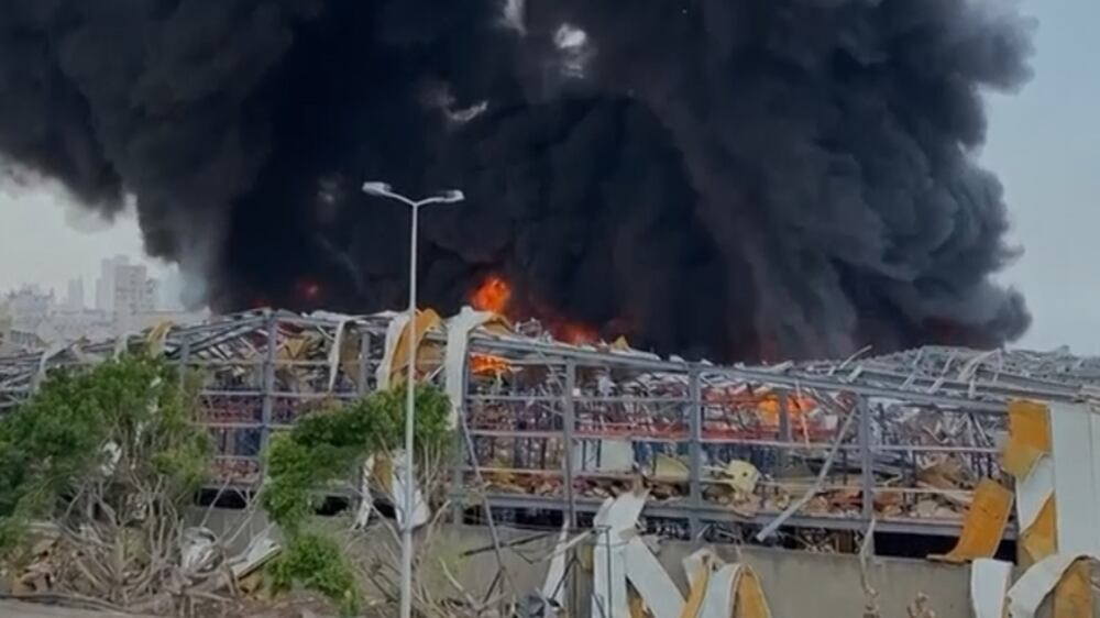 Port of Beirut ablaze