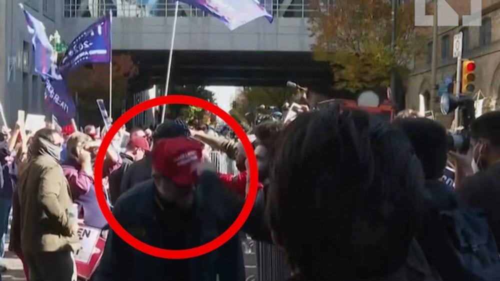 Scuffle breaks out after Trump hat is stolen at Philadelphia protest