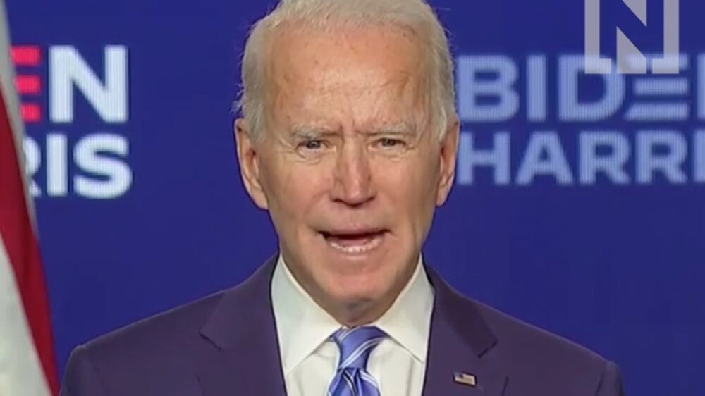 Joe Biden gives rousing speech and all but claims victory