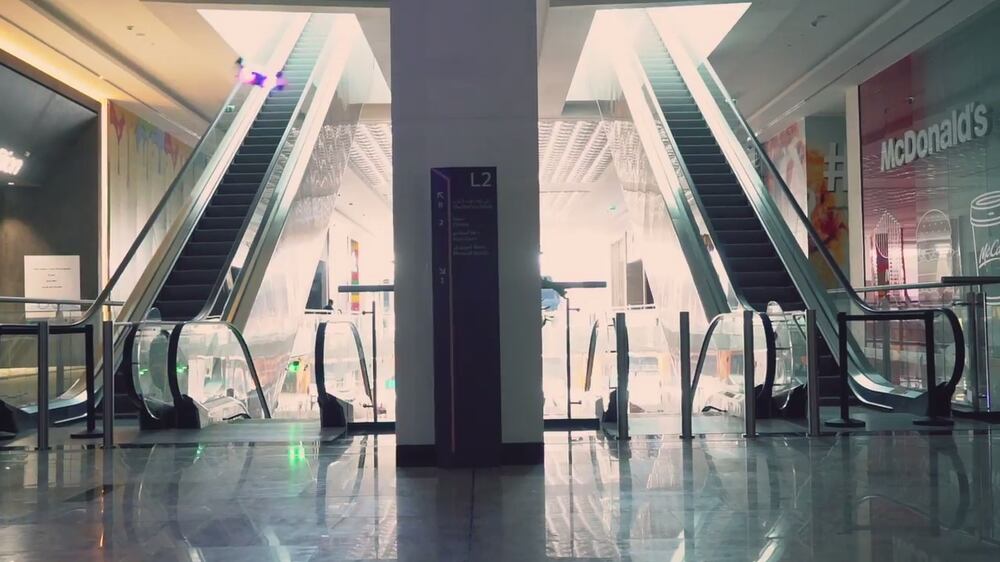 Drones race around empty Dubai mall