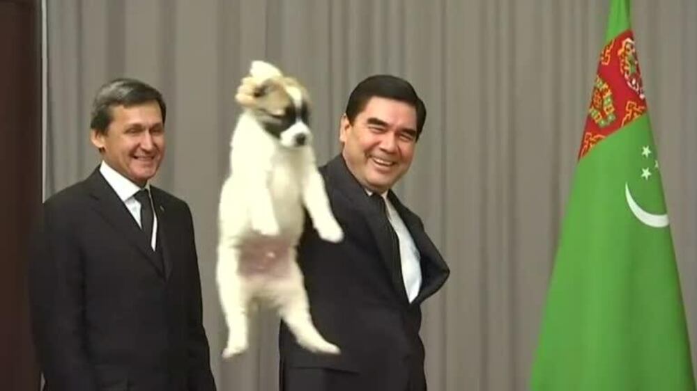 Turkmen leader gets Putin a puppy for his birthday