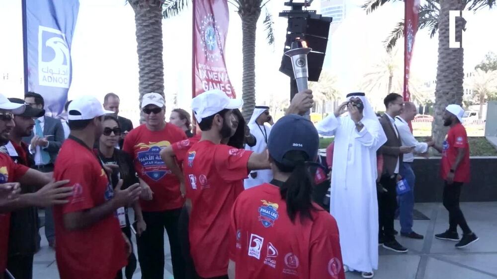 The 2018 Special Olympics IX Mena Games torch run in Abu Dhabi