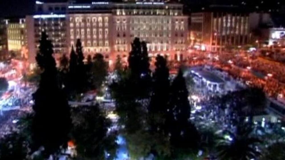 Greeks rally outside of parliament