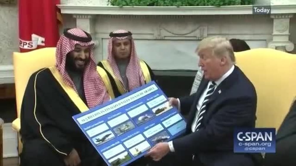 Saudi Crown Prince Mohammed bin Salman meets with President Donald Trump