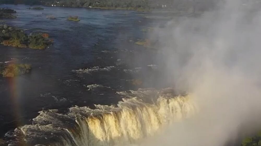 Drone shots show beautiful Victoria Falls