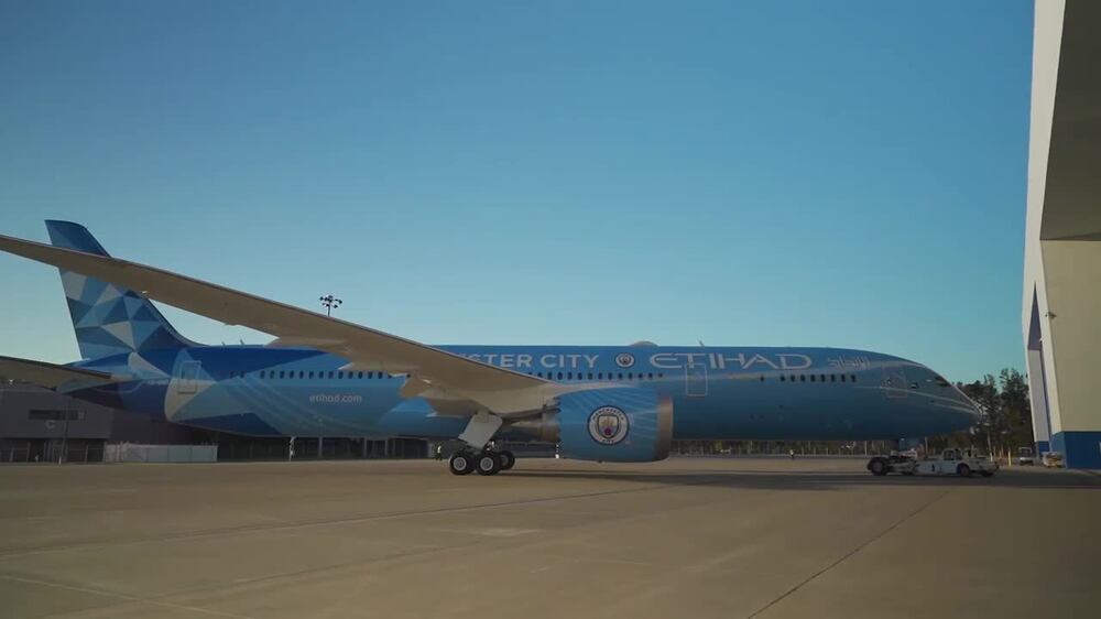 Etihad plane gets a Manchester City makeover