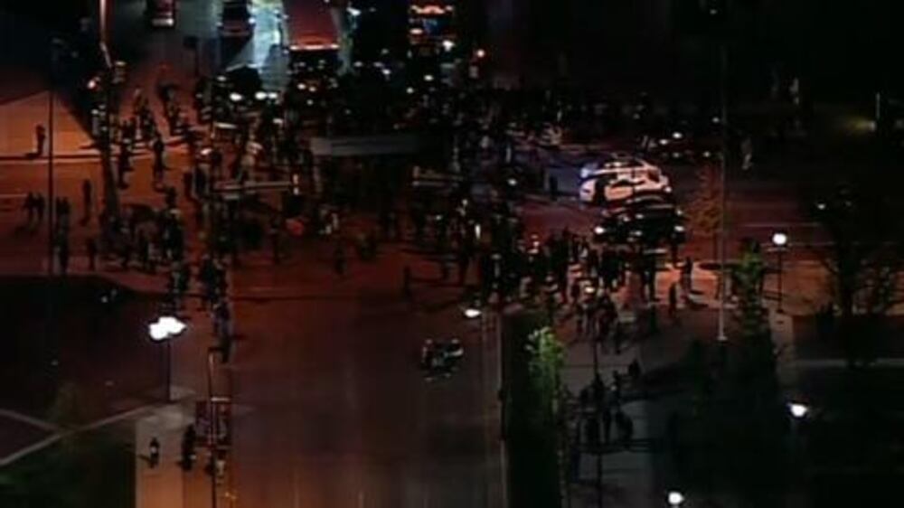 Baltimore protest turns violent - video
