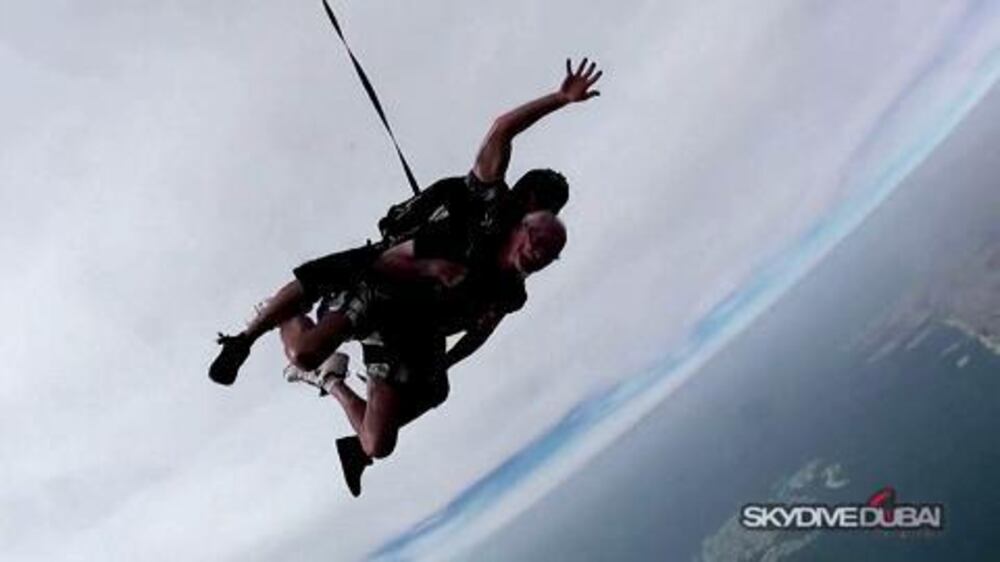 Video: Dubai's oldest skydiver takes to the skies