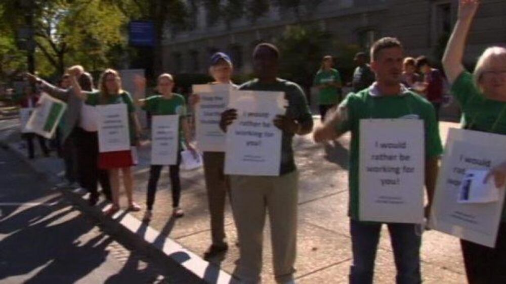 Video: Furloughed federal workers hit the street to protest shutdown