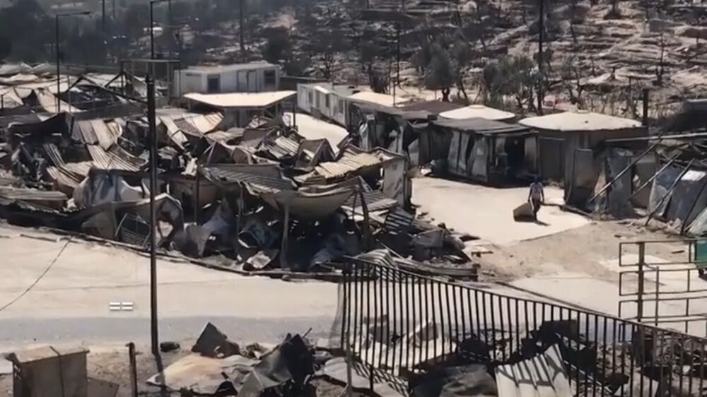 Fire devastates refugee camp on Greece’s Lesbos