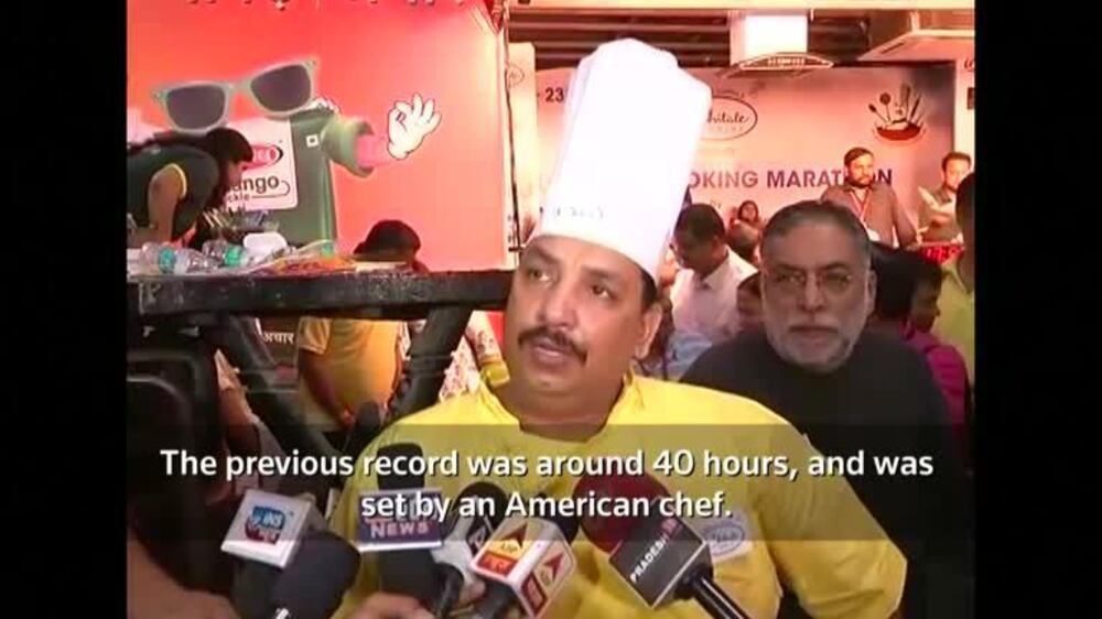  Indian chef sets world record for cooking 53 hours straight - video