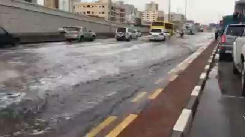 Flooding at Ajman's Al Nuaymeyah Bridge