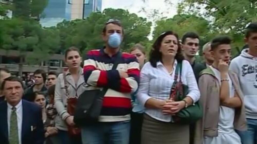 Video: Albanians protest request to destroy Syria's chemical weapons