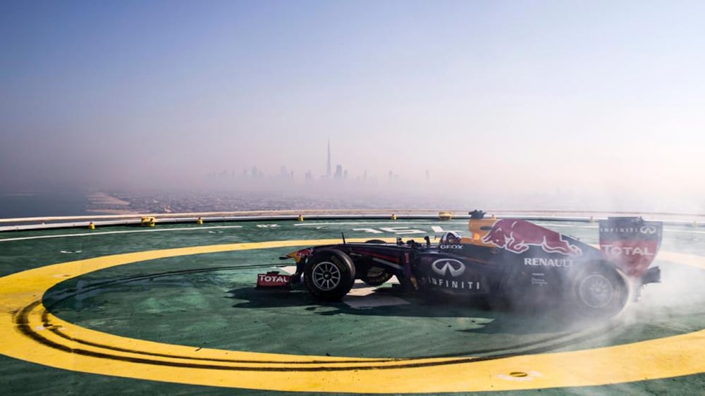 Video: Infiniti Red Bull Racing Celebrates in Style on Burj Al Arab Helipad
