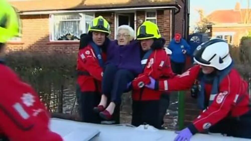 Video: Elderly rescued as flood waters expected to rise in UK