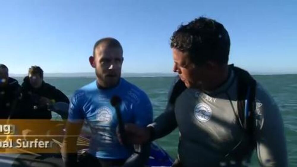 Champion surfer fends off attacking shark - video