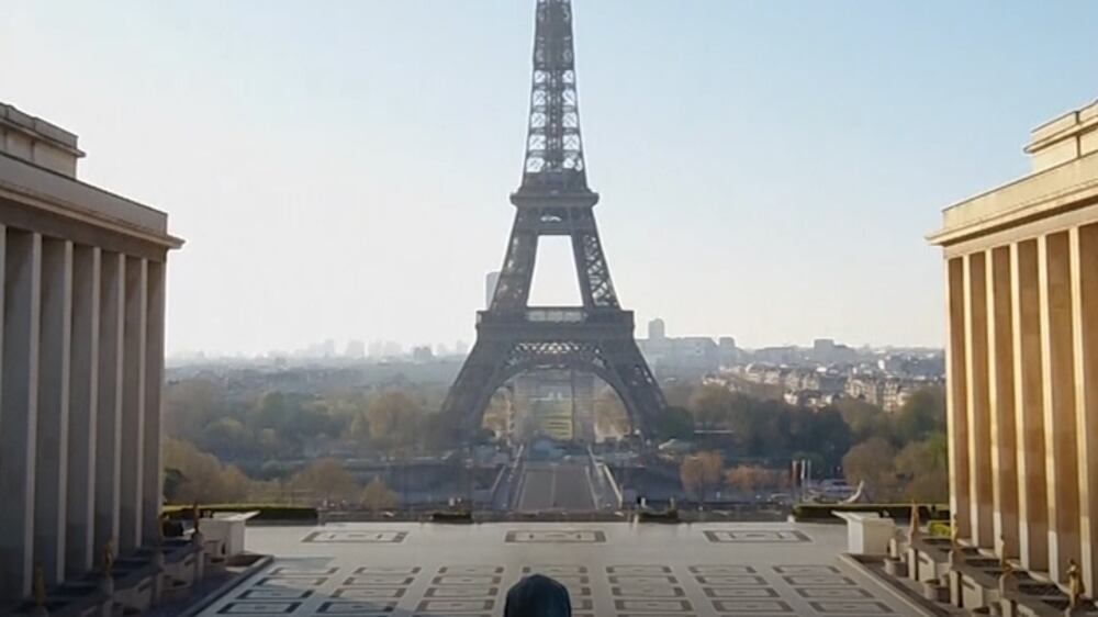 Aerial footage show empty paris streets