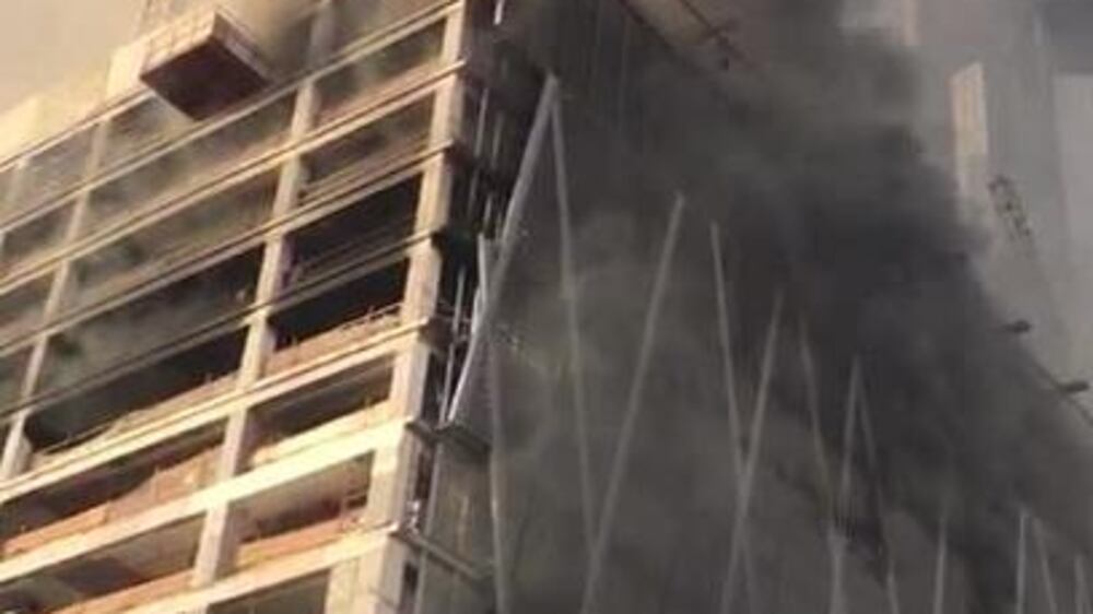 Dubai Civil Defence tackles tower fire near Dubai Mall