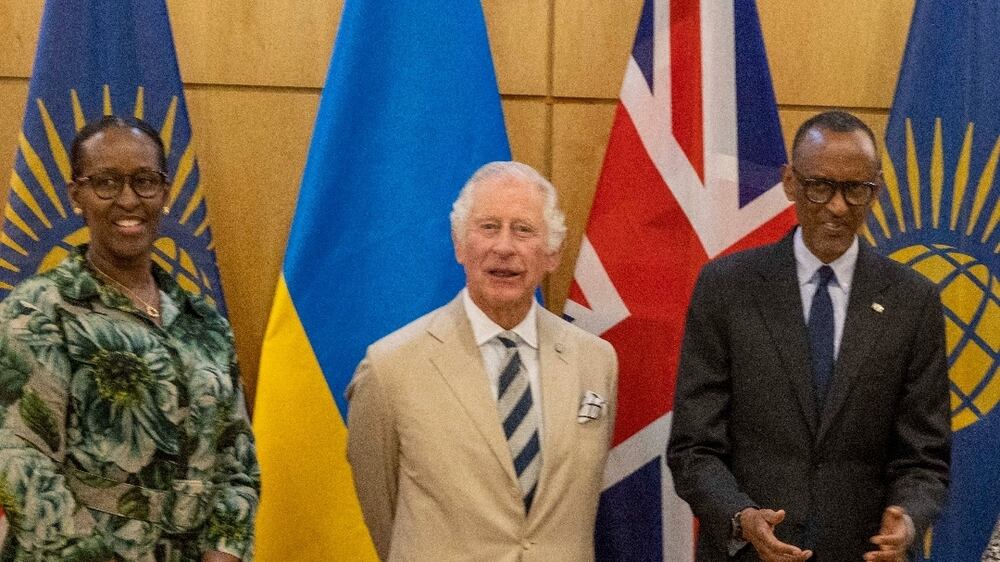 KIGALI, RWANDA - JUNE 22: Prince Charles, Prince of Wales (2nd L) and Camilla, Duchess of Cornwall (R) meet with Paul Kagame, President of Rwanda (2nd R) and his wife Jeannette Kagame (L) on June 22, 2022 in Kigali, Rwanda. Prince Charles, The Prince of Wales has attended five of the 24 Commonwealth Heads of Government Meeting meetings held since 1971: Edinburgh in 1997, Uganda in 2007, Sri Lanka in 2013 (representing The Queen), Malta in 2015 and the UK in 2018. It was during the UK CHOGM that it was formally announced that The Prince would succeed The Queen as Head of the Commonwealth. Leaders of Commonwealth countries meet every two years for the meeting which is hosted by a different member country on a rotating basis. (Photo by Ian Vogler - Pool / Getty Images)