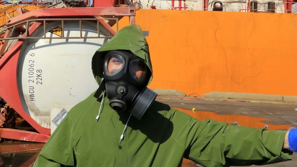 Aftermath of chlorine gas explosion at Aqaba port in Jordan