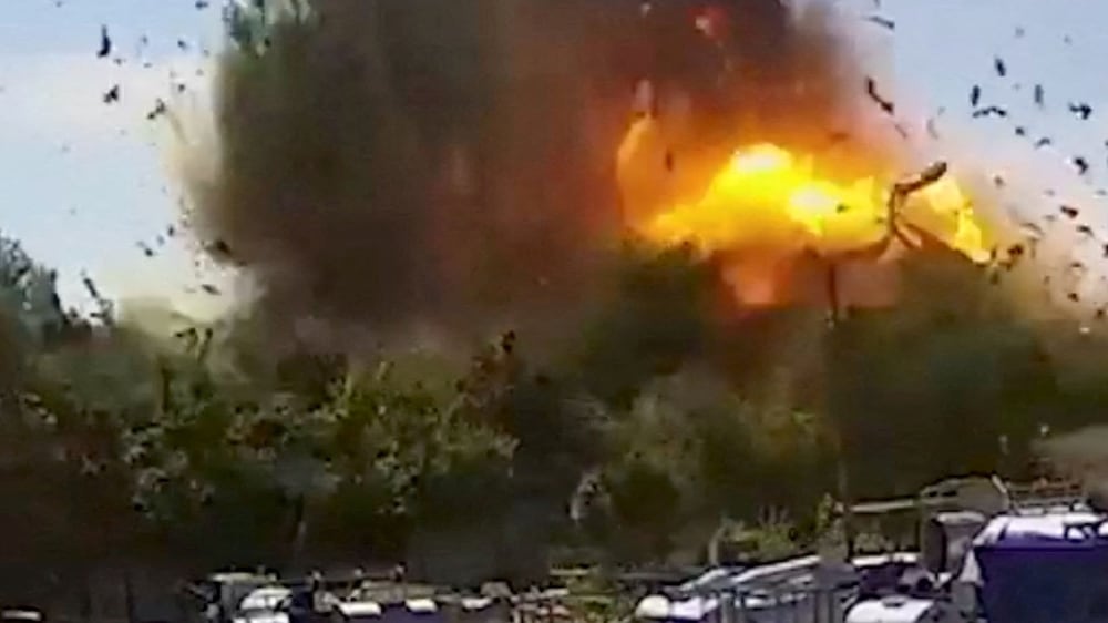 CCTV captures moment missile hits shopping centre in Ukraine