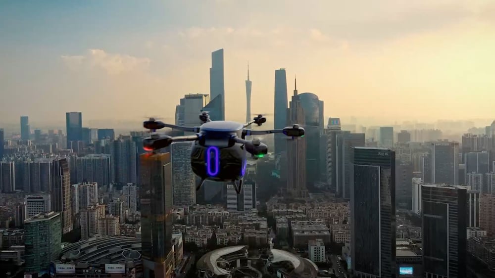 Driverless electric flying car unveiled by Chinese company
