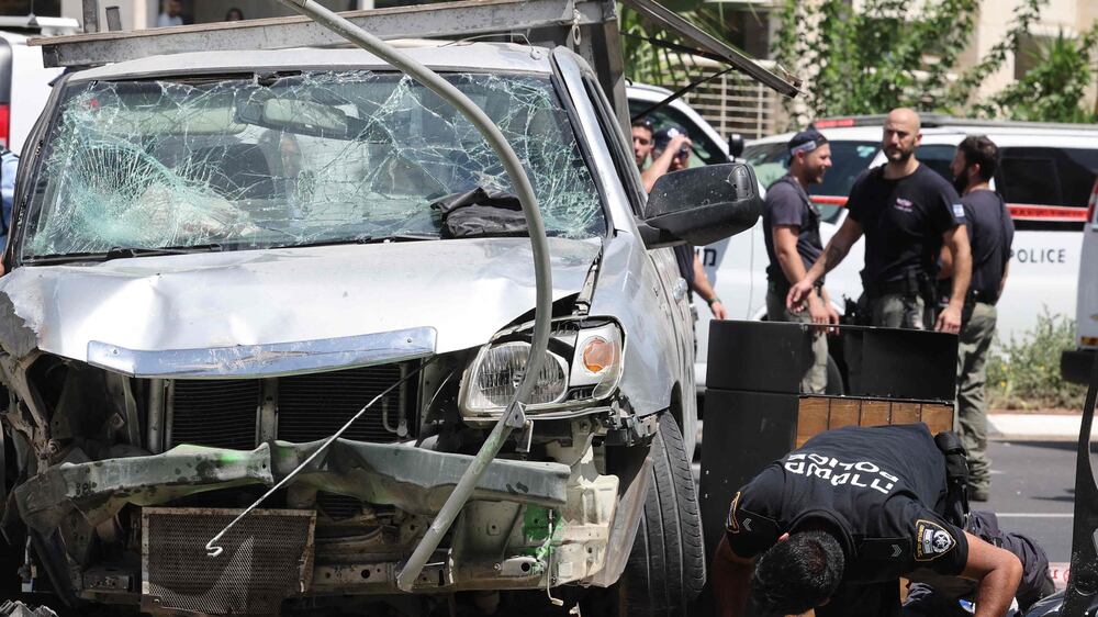 Car ramming and stabbing attack leaves seven injured in Tel Aviv