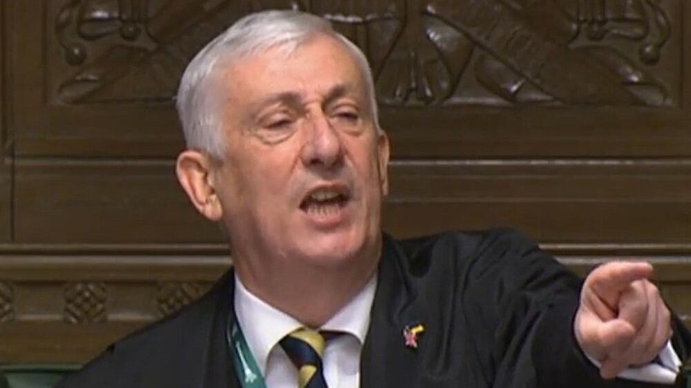 Speaker Sir Lindsay Hoyle as he throws out Alba Party pair Kenny MacAskill (East Lothian) and Neale Hanvey (Kirkcaldy and Cowdenbeath) at the start of Prime Minister's Questions in the House of Commons, London, after launching a protest. Picture date: Wednesday July 13, 2022.
