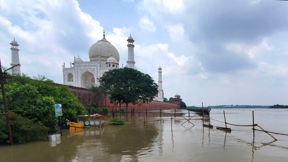 Rising river water reaches Taj Mahal's walls for first time in 45 years