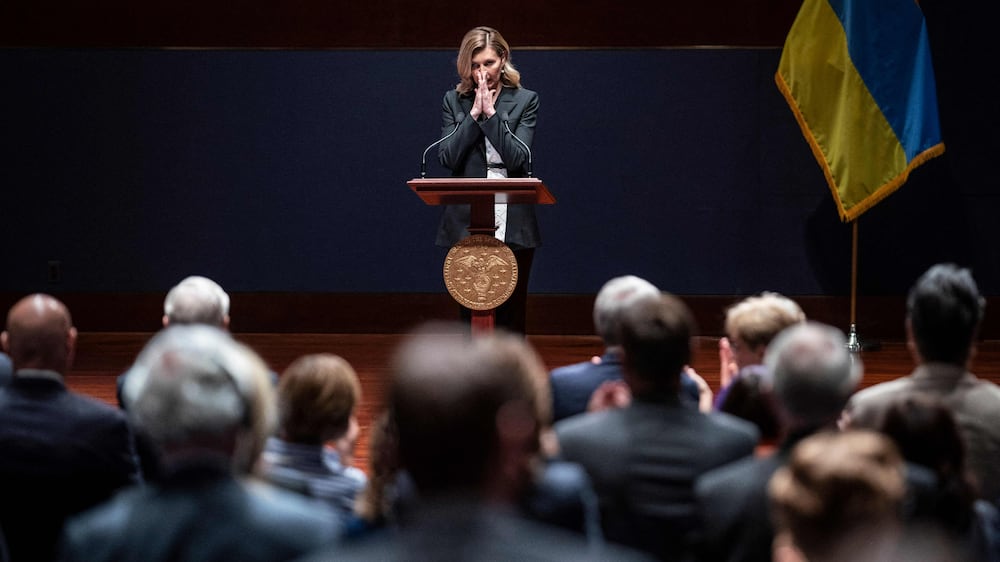 Ukrainian First Lady Olena Zelenska delivers an address to members of the United States Congress at the US Capitol in Washington, DC, on July 20, 2022.  (Photo by Jabin Botsford  /  POOL  /  AFP)