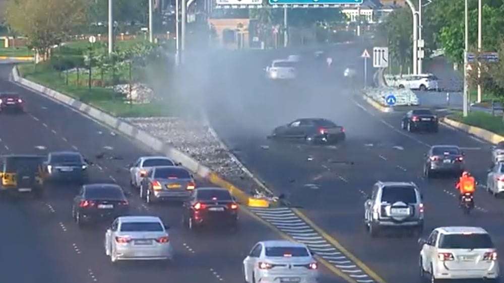 Abu Dhabi Police share crash video urging drivers to avoid swerving suddenly
