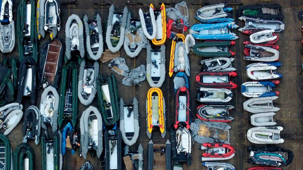 Drone footage of boats thought to be used in migrant crossings now being stored in Dover